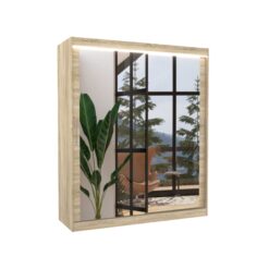 Tolóajtós gardrób Tolóajtós szekrény tükörrel és LED világítással ETTORE 180 - Sonoma Sonoma