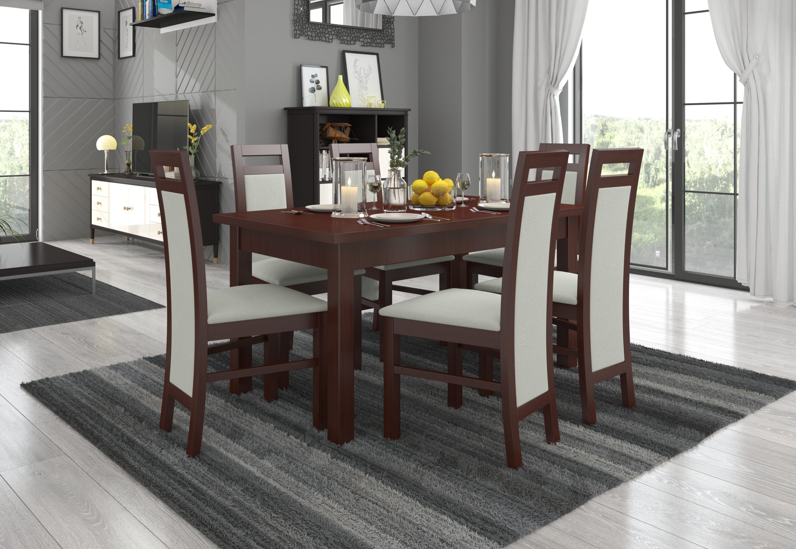 RODOS 14 étkezőgarnitúra - Sötét dió RODOS 14 asztal és szék készlet