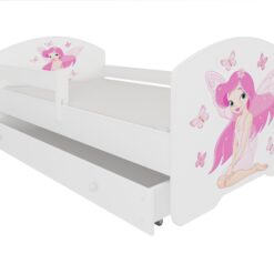 Gyerekágy Ágy matraccal, korláttal és fiókkal PEPE GIRL WITH WINGS 140x70 - Fehér korláttal és fiókkal PEPE GIRL WITH WINGS 140x70