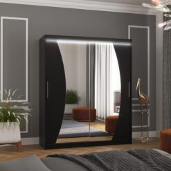 Tolóajtós szekrény tükörrel és LED világítással DOLORES 180