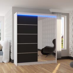 Tolóajtós szekrény tükörrel és LED világítással CARO 180