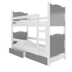 Gyerekágy Kétszemélyes emeletes ágy matracokkal MARABA - Fehér Fehér