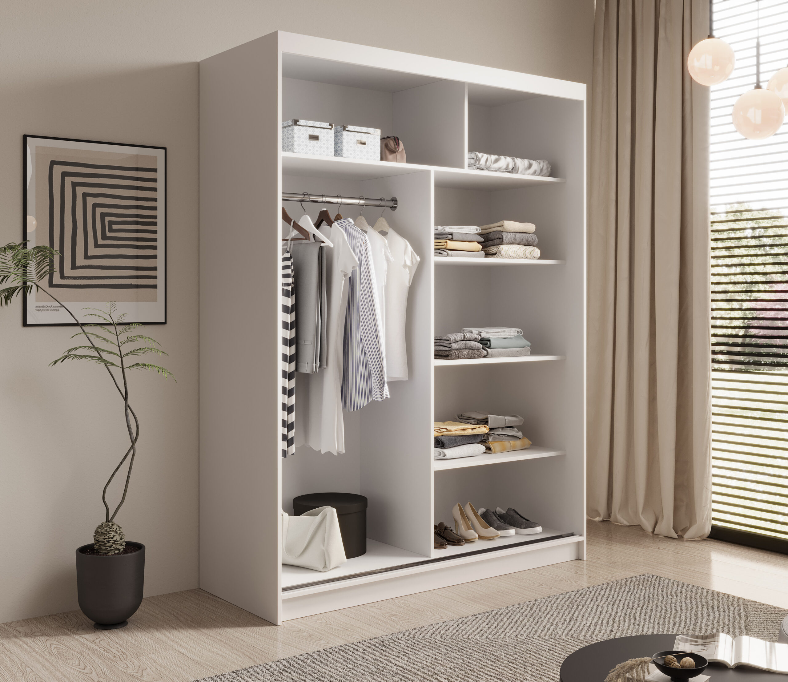 Tolóajtós gardrób Tolóajtós szekrény Calma 150 - Fehér Tolóajtós gardrób Tolóajtós szekrény Calma 150 - Fehér - Image 3