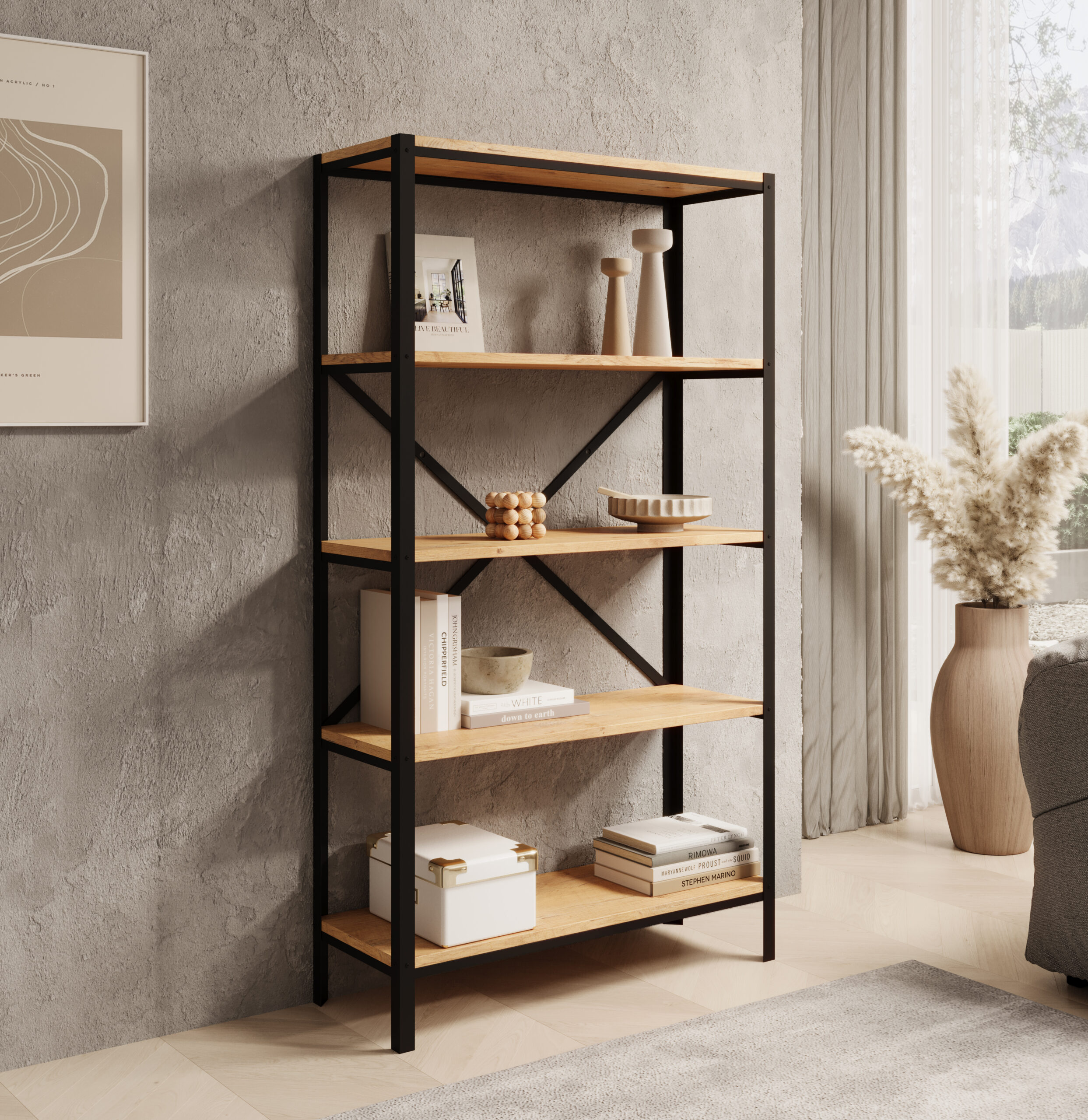 Könyvespolc Rene polc - Fekete Fekete