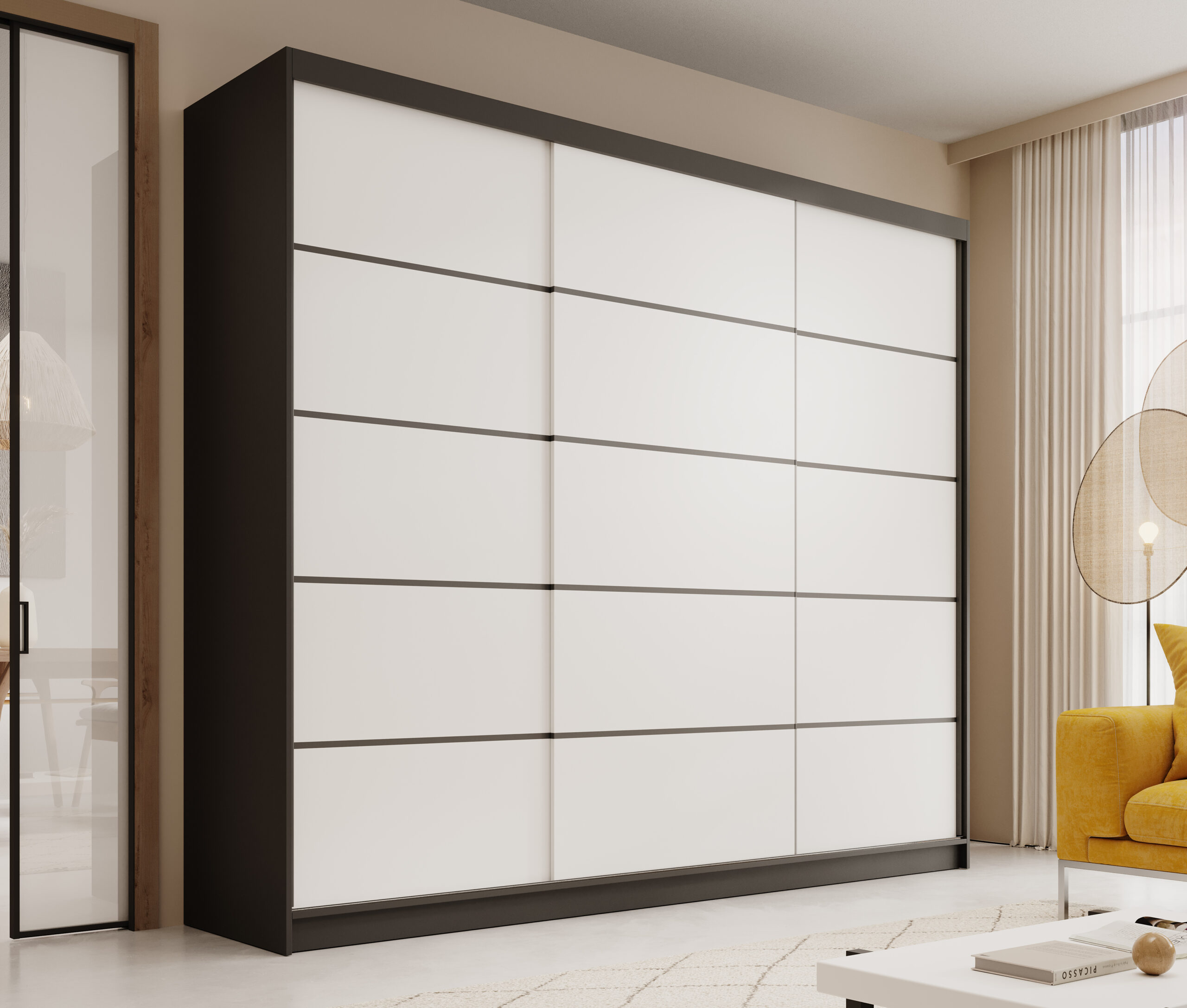 Tolóajtós gardrób Tolóajtós szekrény Andy 250 - Fekete Fekete