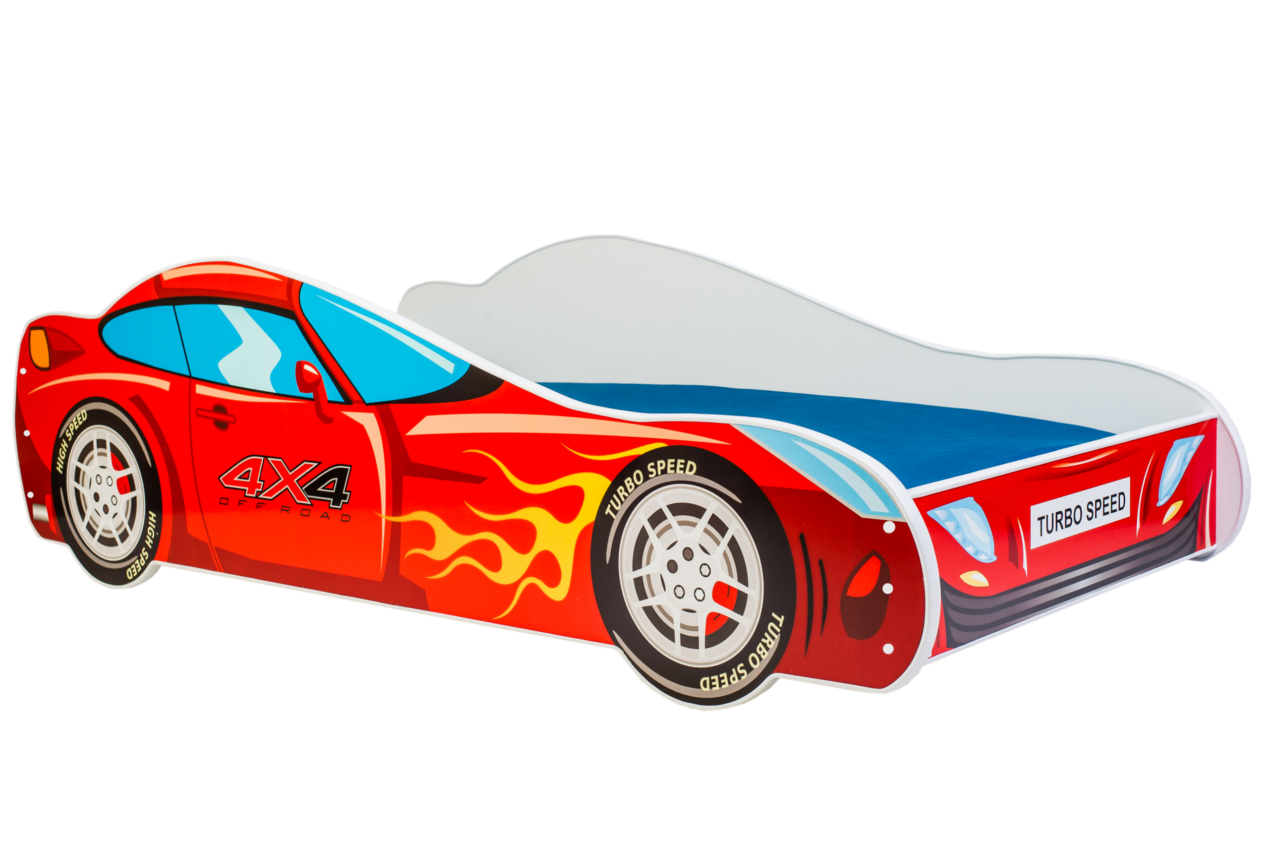 Gyerekágy CAR 4x4 matraccal 140x70 ágy - Piros Piros