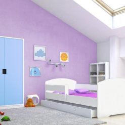 Gyerekágy Ágy matraccal, korláttal és fiókkal PEPE 160x80 - Fehér korláttal és fiókkal PEPE 160x80
