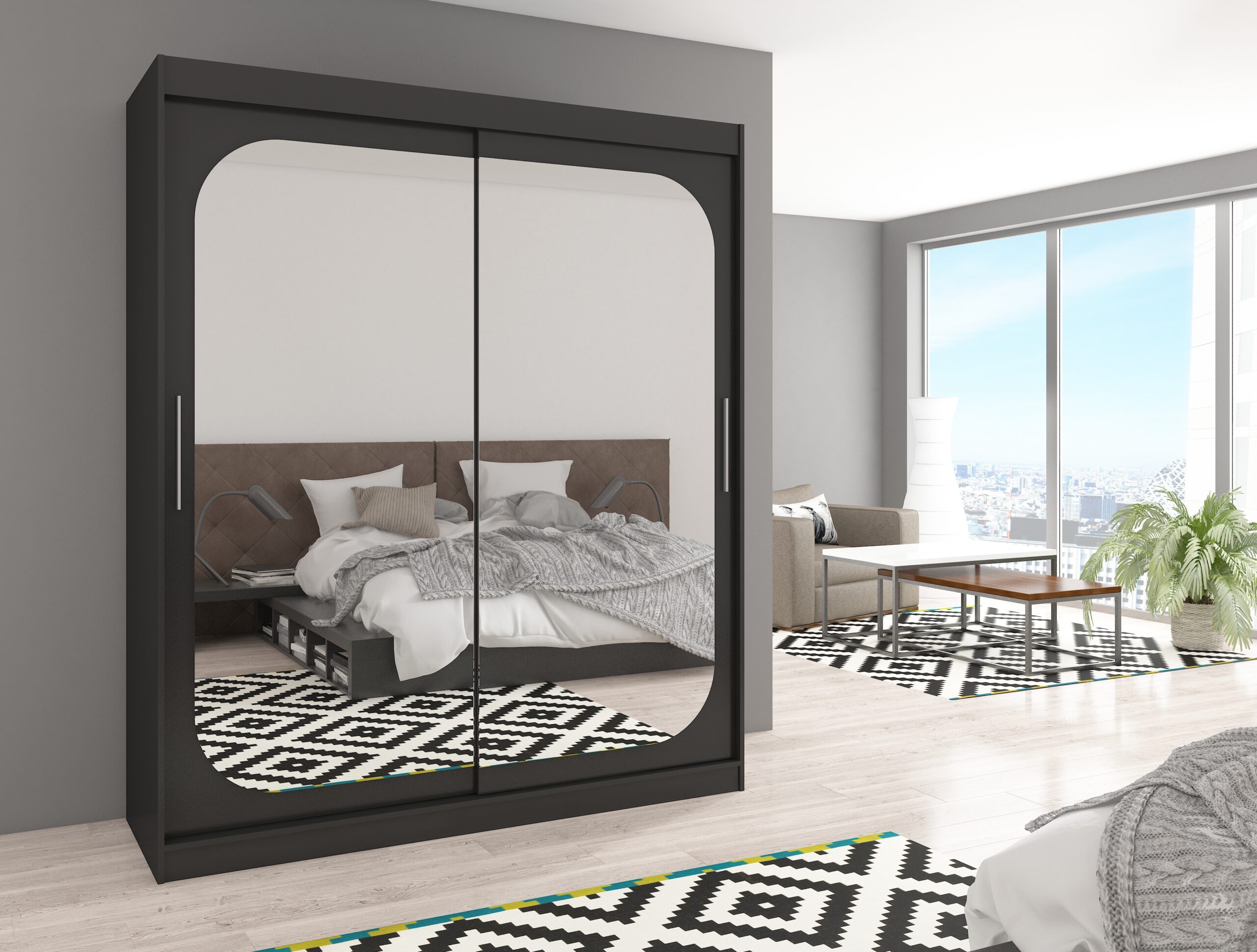 Tolóajtós gardrób Tolóajtós szekrény ARIZONA 180 - Fekete Fekete