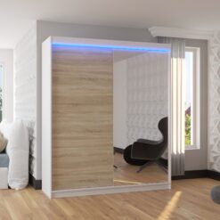 Tolóajtós szekrény tükörrel és LED világítással VIKI 180