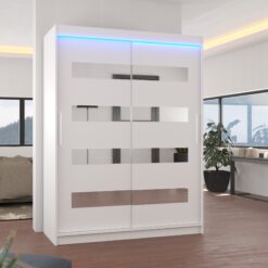 Tükörrel és LED világítással ellátott tolóajtós szekrény BALTIC 150