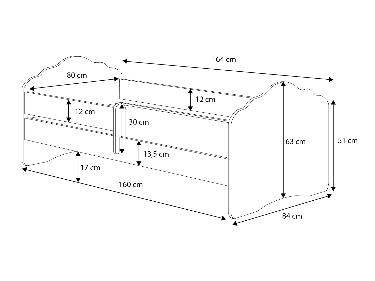 Gyerekágy Ágy matraccal CASIMO TWO DOGS 160x80 - Fehér Gyerekágy Ágy matraccal CASIMO TWO DOGS 160x80 - Fehér - Image 3