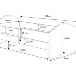 Gyerekágy Ágy matraccal CASIMO BLUE BEAR 160x80 - Fehér