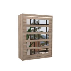 Tolóajtós gardrób Tükörrel és LED világítással ellátott tolóajtós szekrény MURANI 150 - Trüffel Trüffel