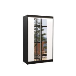 Tolóajtós gardrób Tükörrel és LED világítással ellátott tolóajtós szekrény MARVIN 120 - Fekete Fekete