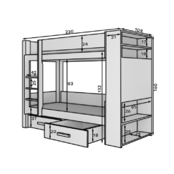 Emeletes ágy GARET emeletes dupla ágy 200x90 - Fehér