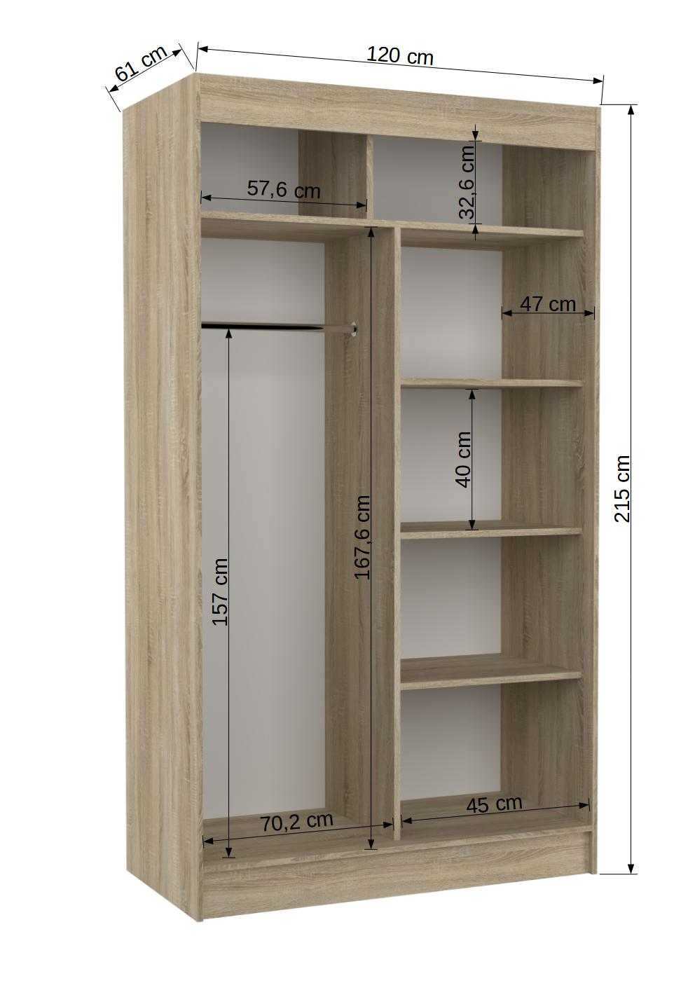 Tolóajtós gardrób Tolóajtós szekrény KAREN 120 - Fehér Tolóajtós gardrób Tolóajtós szekrény KAREN 120 - Fehér - Image 5