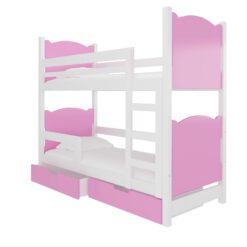 Gyerekágy Kétszemélyes emeletes ágy matracokkal MARABA - Fehér Fehér
