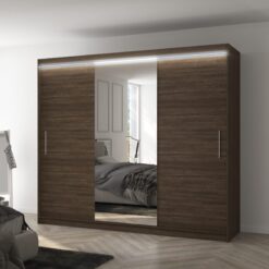 Tolóajtós szekrény tükörrel és LED világítással DENIS 250