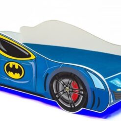 Gyerekágy LED BATCAR matraccal és világítással 140x70 ágy - Kék Kék