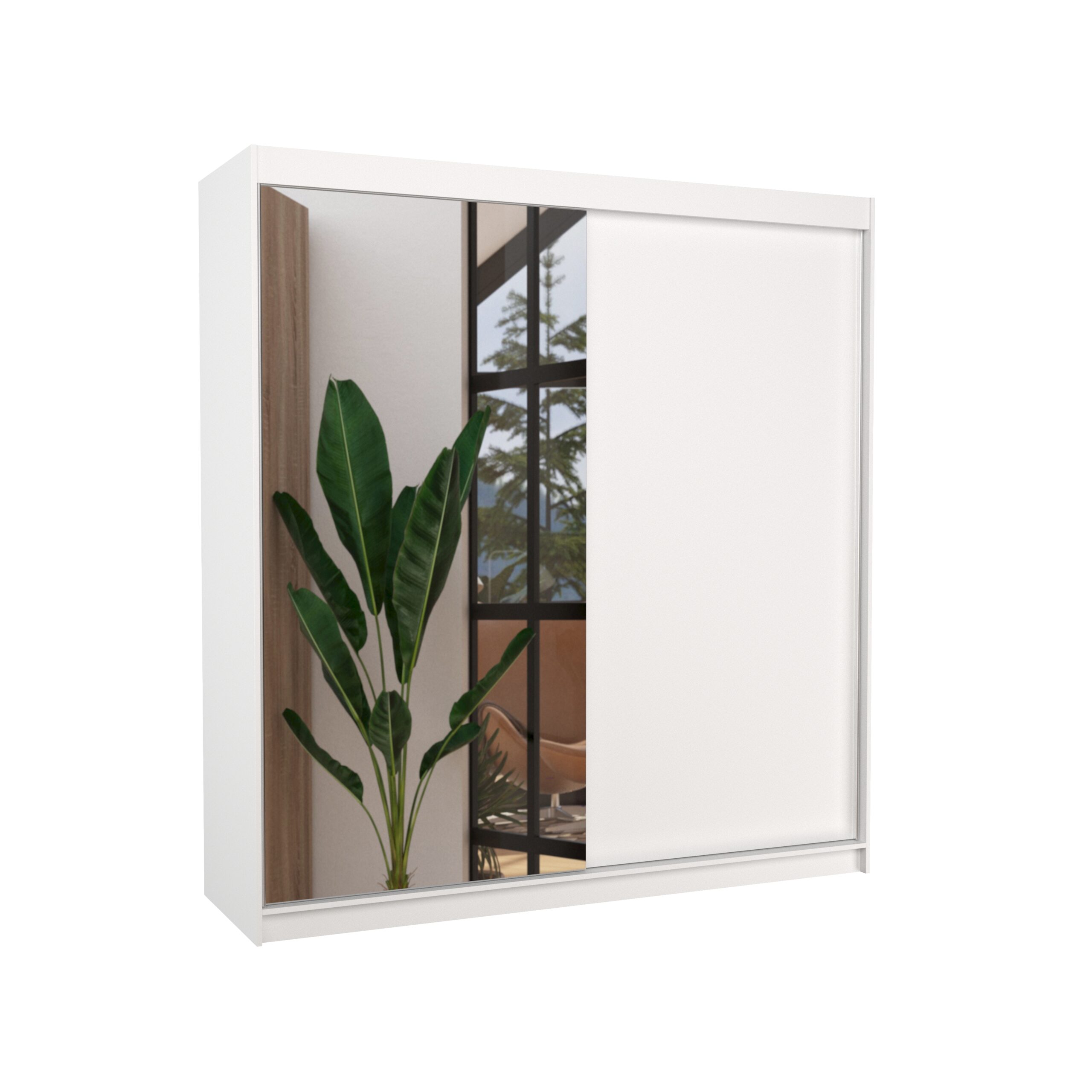 Tolóajtós gardrób Tükrös tolóajtós szekrény DELLA 200 - Fehér Fehér