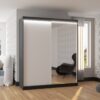 Tolóajtós gardrób Tolóajtós szekrény tükörrel és LED világítással VIKI 180 - Fekete Tolóajtós szekrény tükörrel és LED világítással VIKI 180