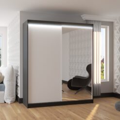 Tolóajtós szekrény tükörrel és LED világítással VIKI 180