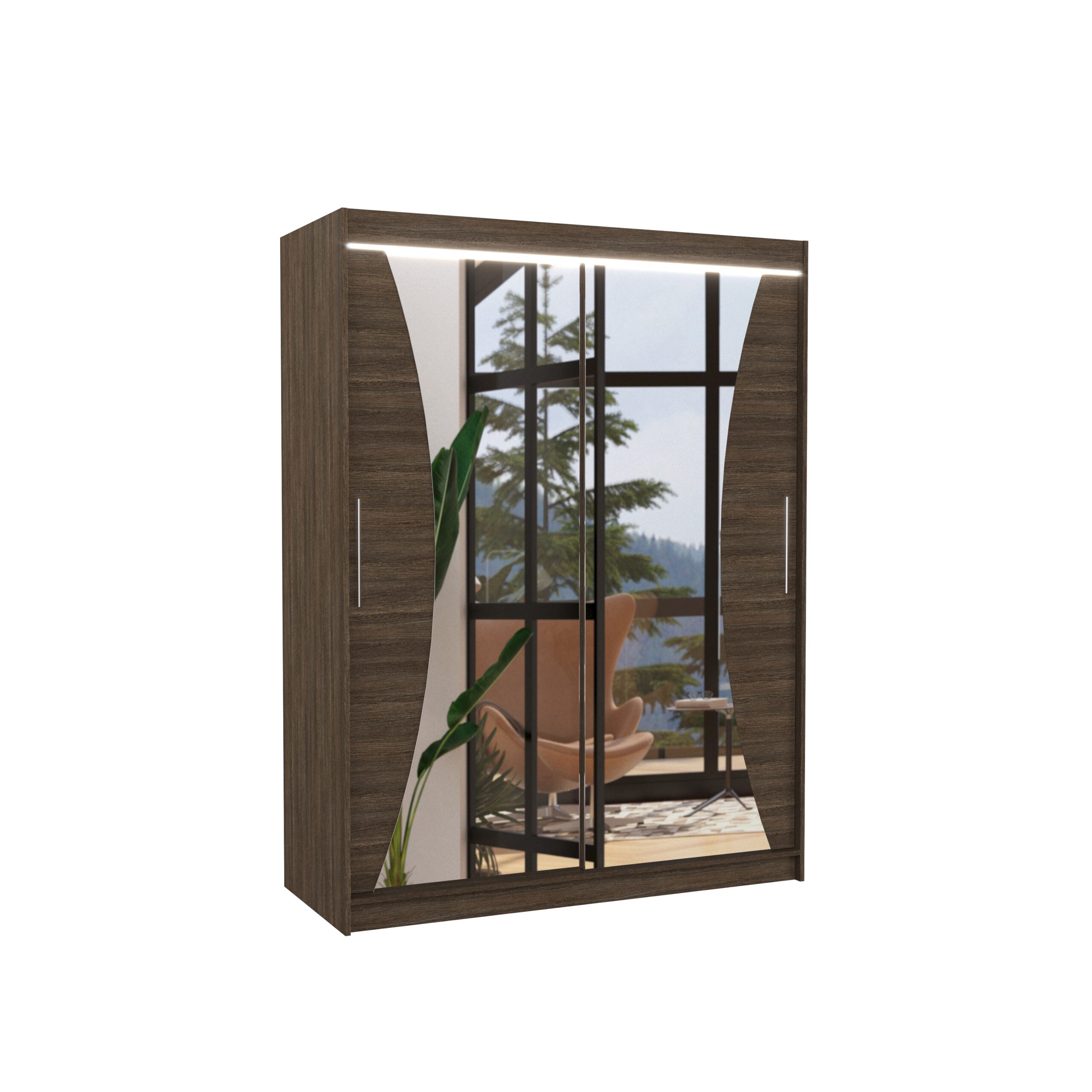 Tolóajtós gardrób Tükörrel és LED világítással ellátott tolóajtós szekrény MAX 150 - Csoki Csoki