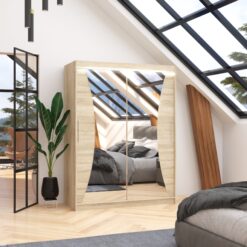 Tükörrel és LED világítással ellátott tolóajtós szekrény MAX 150