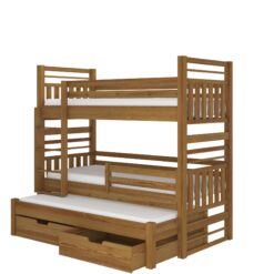 Emeletes ágy Háromszintes emeletes ágy HIPPO 200x90 - Tölgy Tölgy
