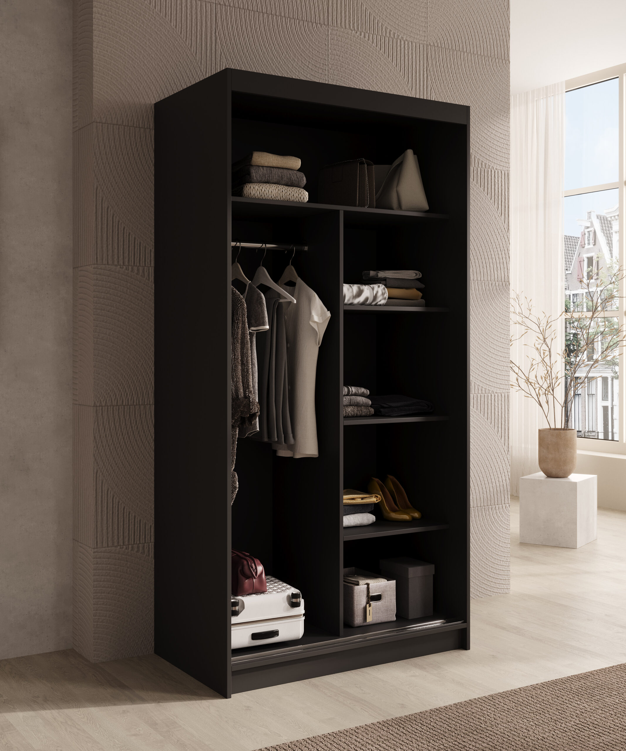 Tolóajtós gardrób Tolóajtós szekrény Verto 100 - Fekete Tolóajtós gardrób Tolóajtós szekrény Verto 100 - Fekete - Image 4