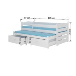 Ifjúsági ágy Ágykeret dupla TIARRO korláttal 180x80 - Rózsaszín