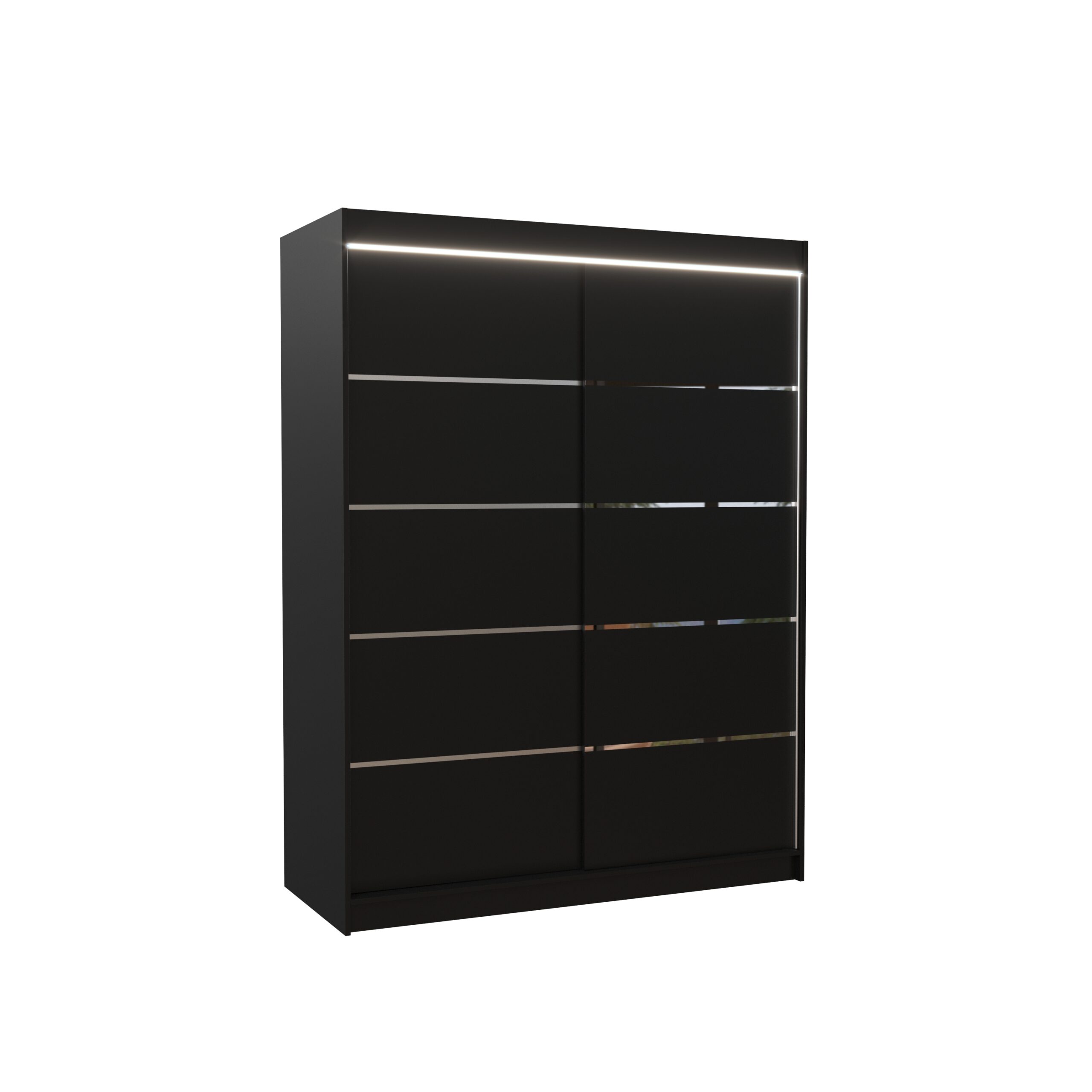Tolóajtós gardrób LED világítással ellátott tolóajtós szekrény LUFT 150 - Fekete Fekete