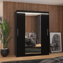 Tükörrel és LED világítással ellátott tolóajtós szekrény INESS 150