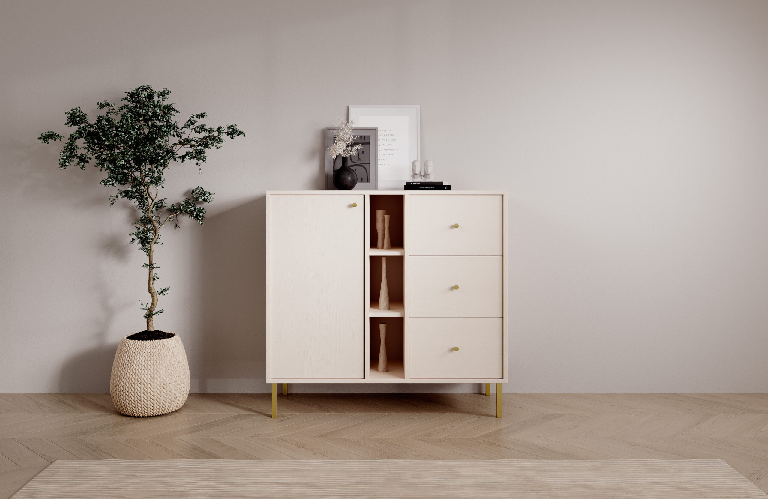 Tili 1D 3S 3P Komód - Homokbézs modern komód – Tili 1D 3S 3P Komód - Homokbézs enteriőr fotó 4