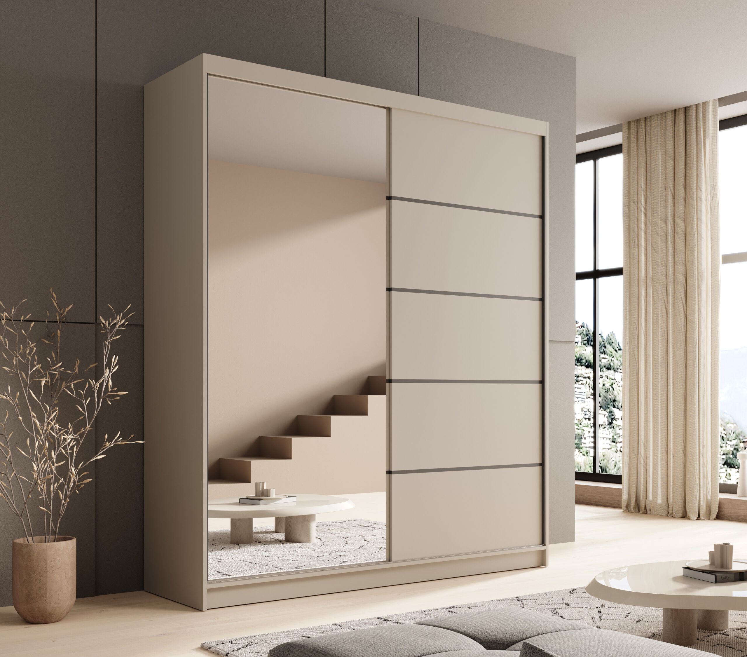 Tolóajtós gardrób Tolóajtós szekrény tükörrel Nico 180 - Kasmír Kasmír