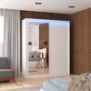Tolóajtós gardrób Tolóajtós szekrény tükörrel és LED világítással TOM 180 - Fehér Tolóajtós szekrény tükörrel és LED világítással TOM 180
