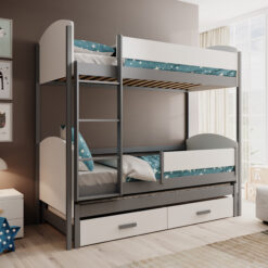 Leia háromszemélyes gyerekágy 200x90 matraccal - Fehér Fehér