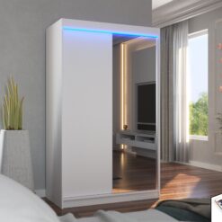 Tükörrel és LED világítással ellátott tolóajtós szekrény REWENA 120