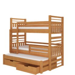 Emeletes ágy Háromszintes emeletes ágy matraccal HIPPO 180x80 - éger éger