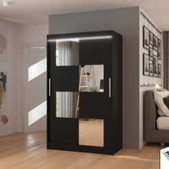 Tükörrel és LED világítással ellátott tolóajtós szekrény LUGANO 120