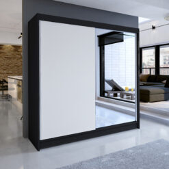 Tolóajtós gardrób Tükrös tolóajtós szekrény VIKI 180 - Fekete Fekete