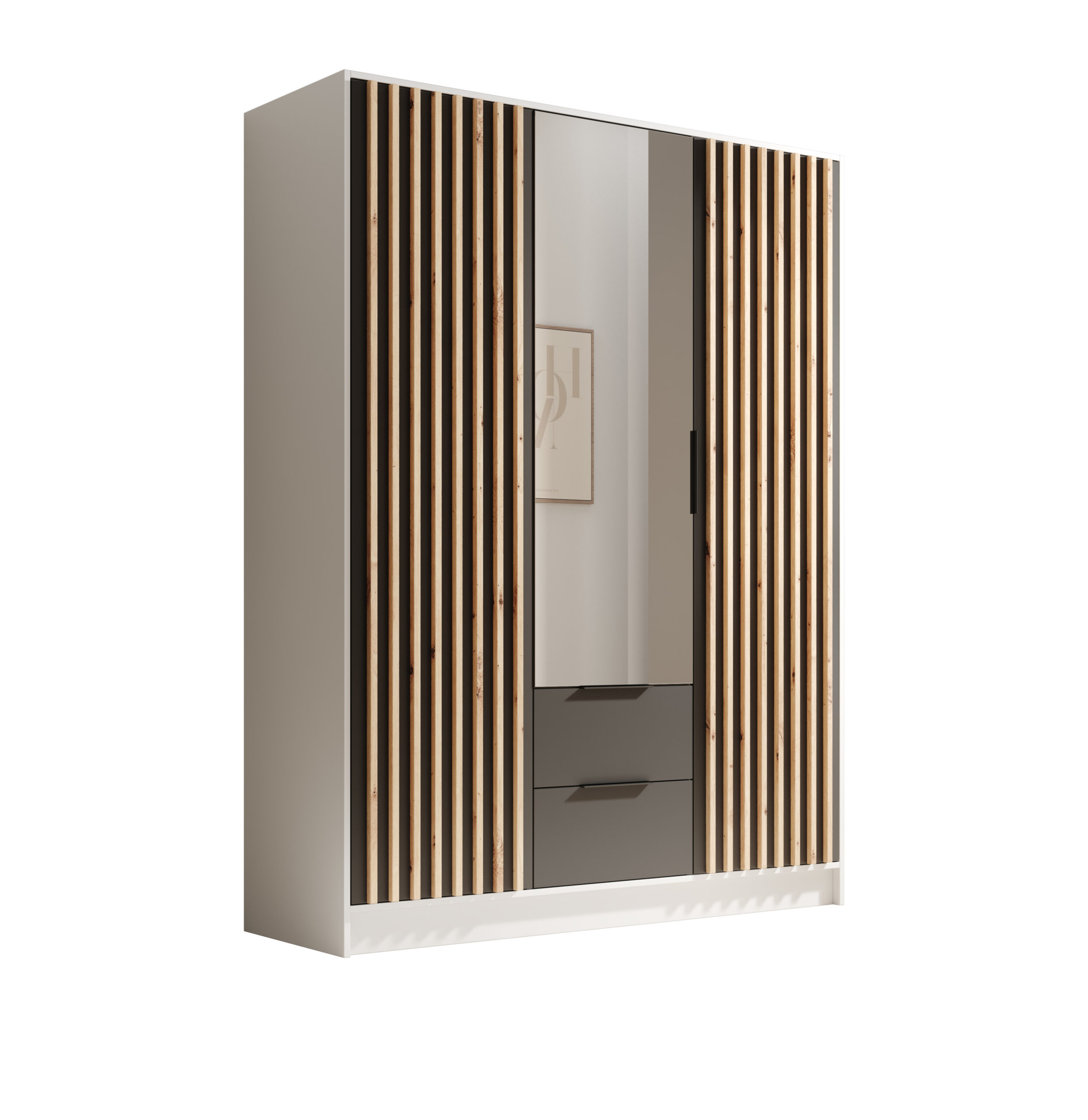 Gardrób Neri 150 ajtós szekrény tükrökkel - Fehér Neri 150 billenő szekrény tükrökkel