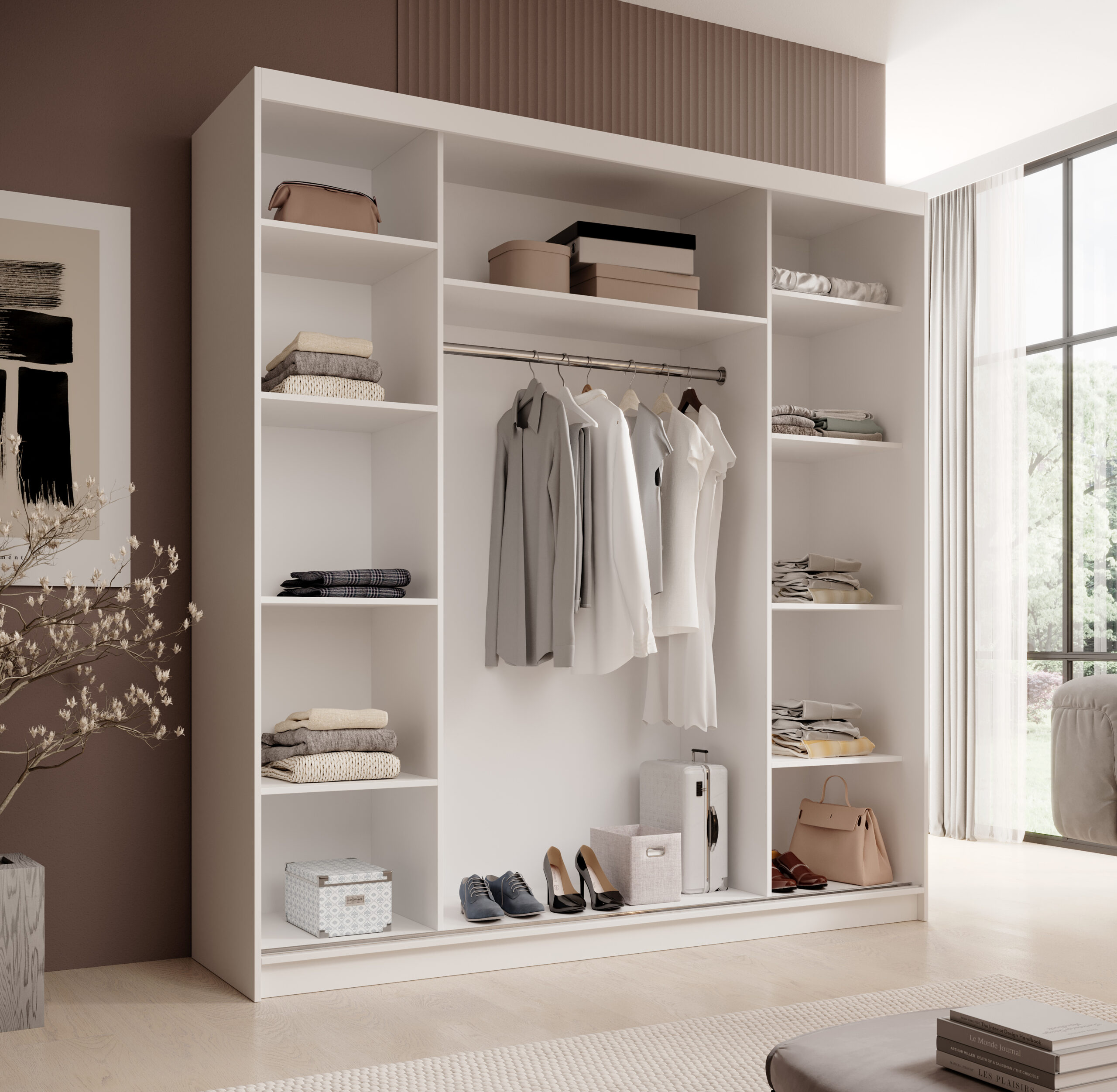 Tolóajtós gardrób Sonic tükrös tolóajtós szekrény 200 - Fehér Tolóajtós gardrób Sonic tükrös tolóajtós szekrény 200 - Fehér - Image 3