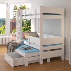 Emeletes ágy Háromszemélyes emeletes ágy matracokkal ETAPO 200x90 - Rózsaszín