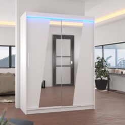 Tükörrel és LED világítással ellátott tolóajtós szekrény BOLTON 150