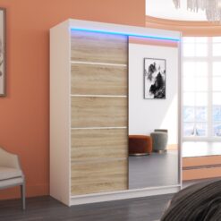 Tükörrel és LED világítással ellátott tolóajtós szekrény LIMBO 150