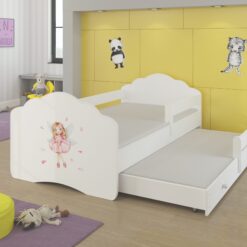 Kétszemélyes ágy korláttal és matracokkal CASIMO II GIRL WITH WINGS 160x80