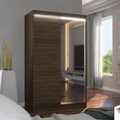 Tükörrel és LED világítással ellátott tolóajtós szekrény REWENA 120
