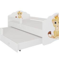 Gyerekágy Kétszemélyes ágy korláttal és matracokkal CASIMO II LION 160x80 - Fehér Fehér