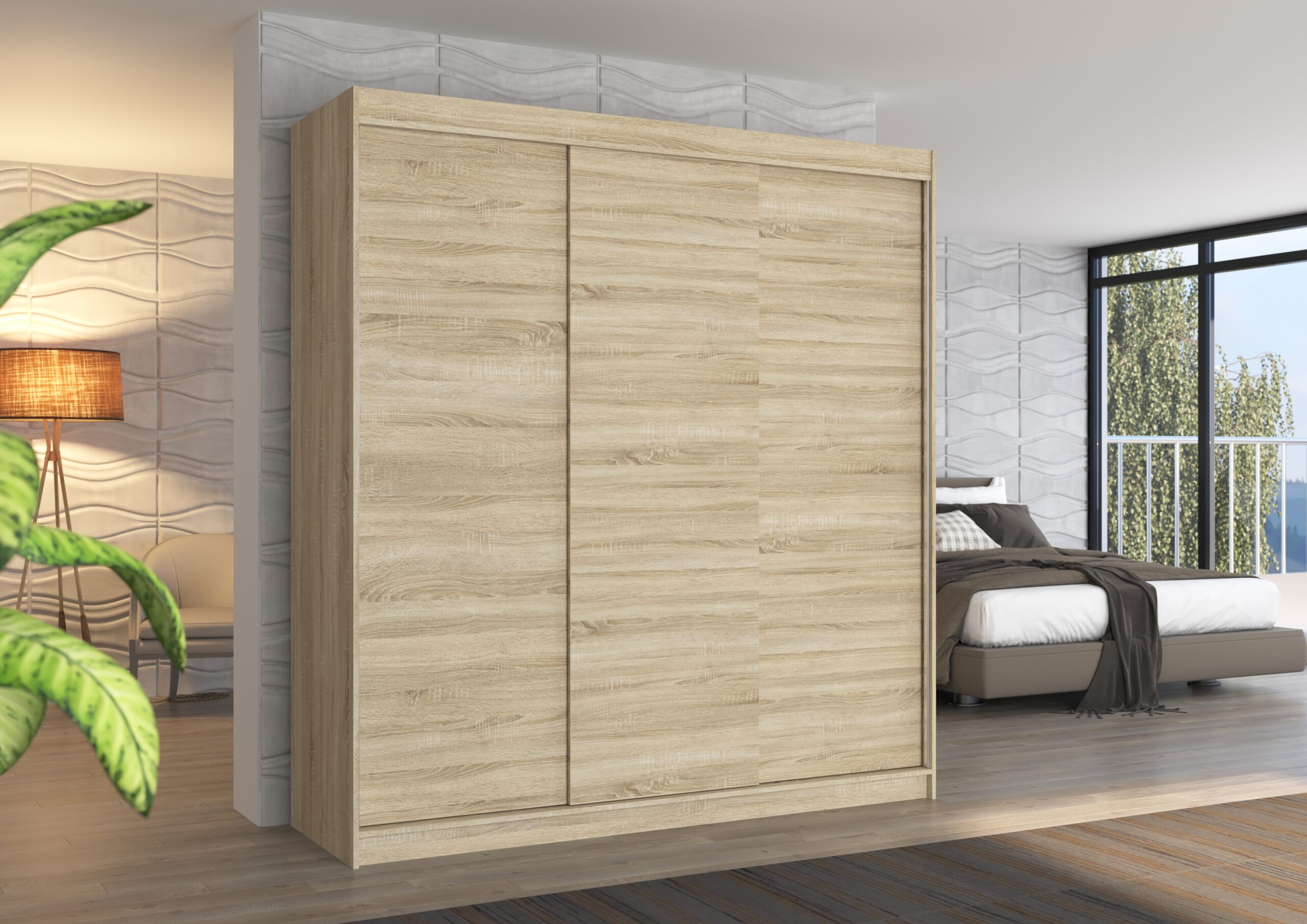 Tolóajtós gardrób Tolóajtós szekrény MEGAN 200 - Sonoma Tolóajtós szekrény MEGAN 200